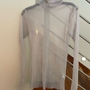 Jonathan Simkhai shiny silver turtleneck